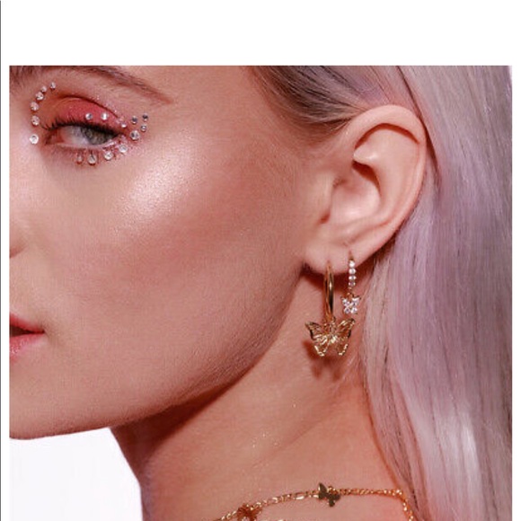 New Butterfly Drop 14k Rose Gold Plated Earrings - Picture 4 of 4